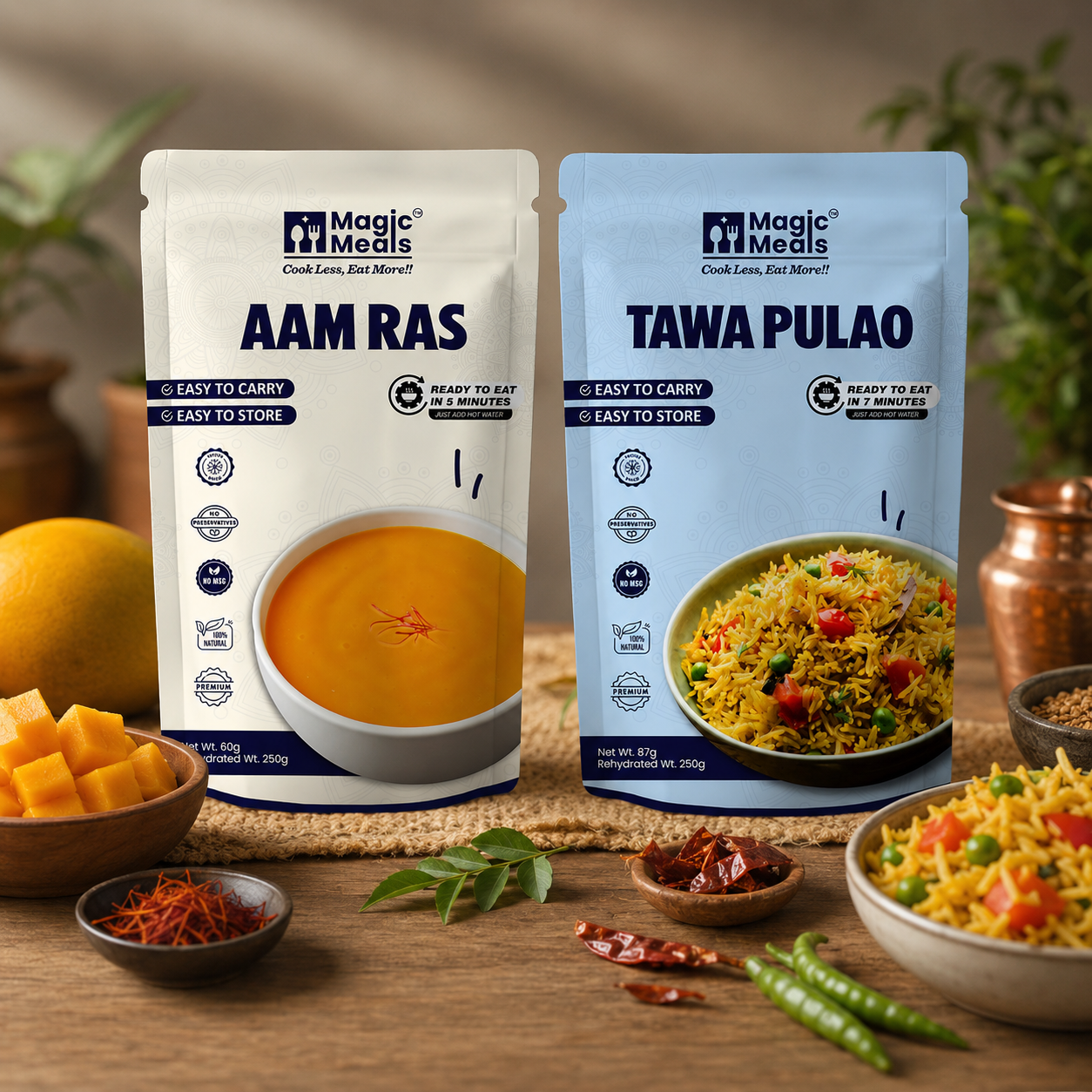 Magic Meals Royal Combo | Tawa Pulav & Aam Ras Ready to Eat Meal