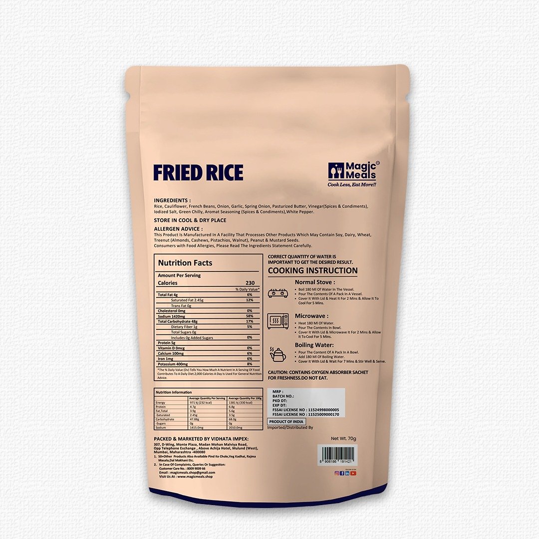 Magic Meals Fried Rice Ready to Eat | Instant Indo-Chinese Veg Fried Rice Magic Meals Fried Rice Ready to Eat | Instant Indo-Chinese Veg Fried Rice