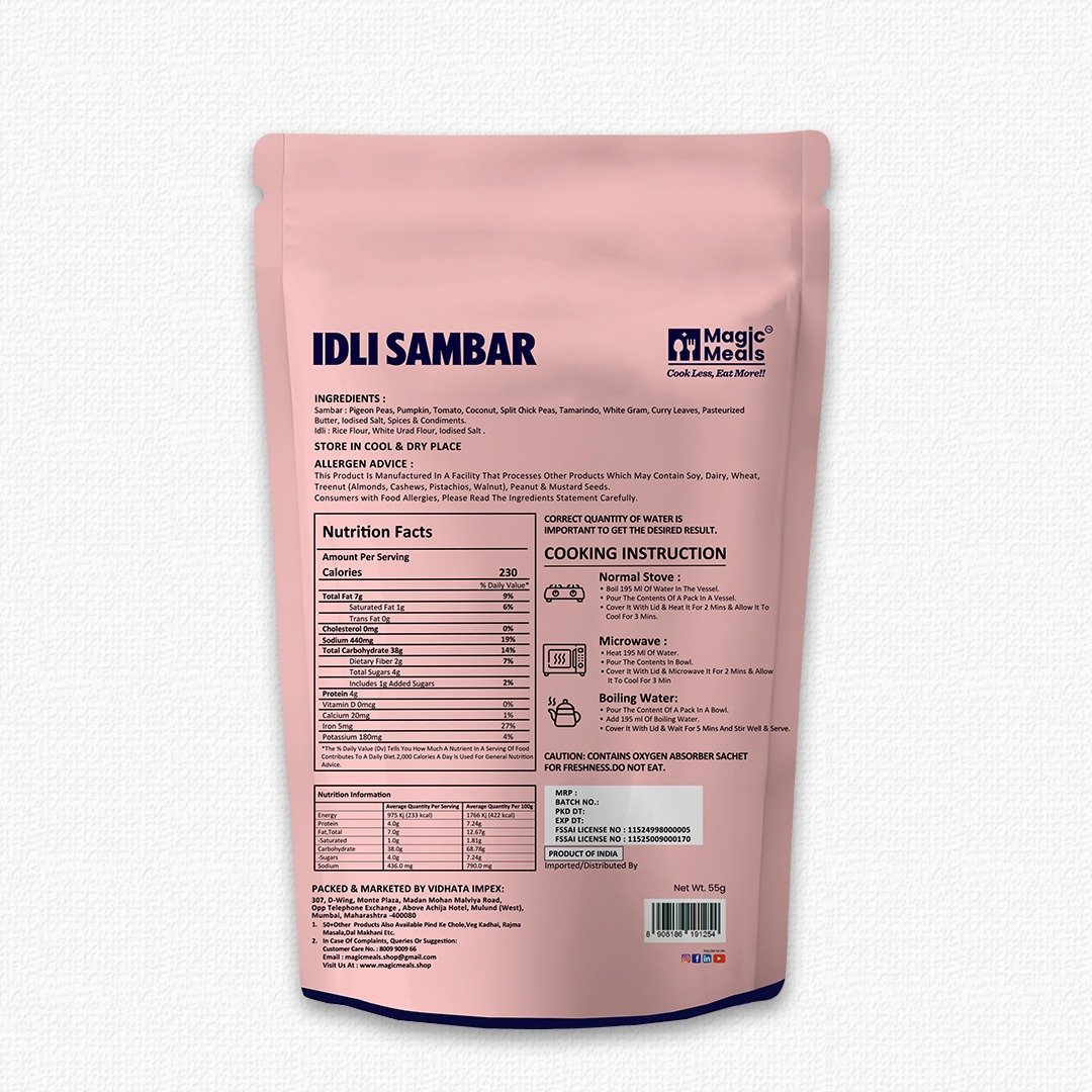 Magic Meals Idli Sambar Ready to Eat | Instant South Indian Meal Magic Meals Idli Sambar Ready to Eat | Instant South Indian Meal
