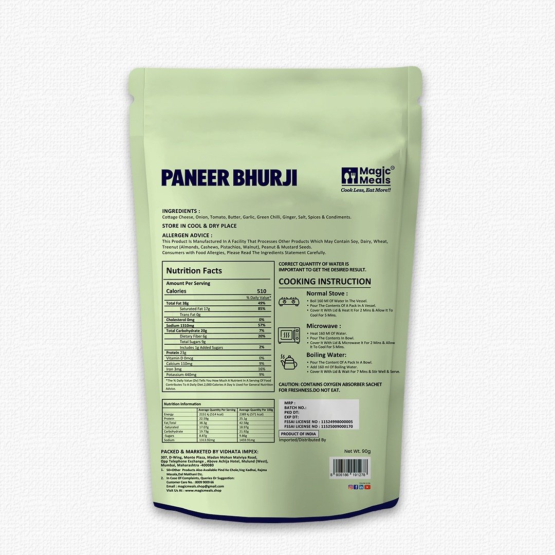 Magic Meals Paneer Bhurji Ready to Eat | Instant Spicy Paneer Curry Magic Meals Paneer Bhurji Ready to Eat | Instant Spicy Paneer Curry