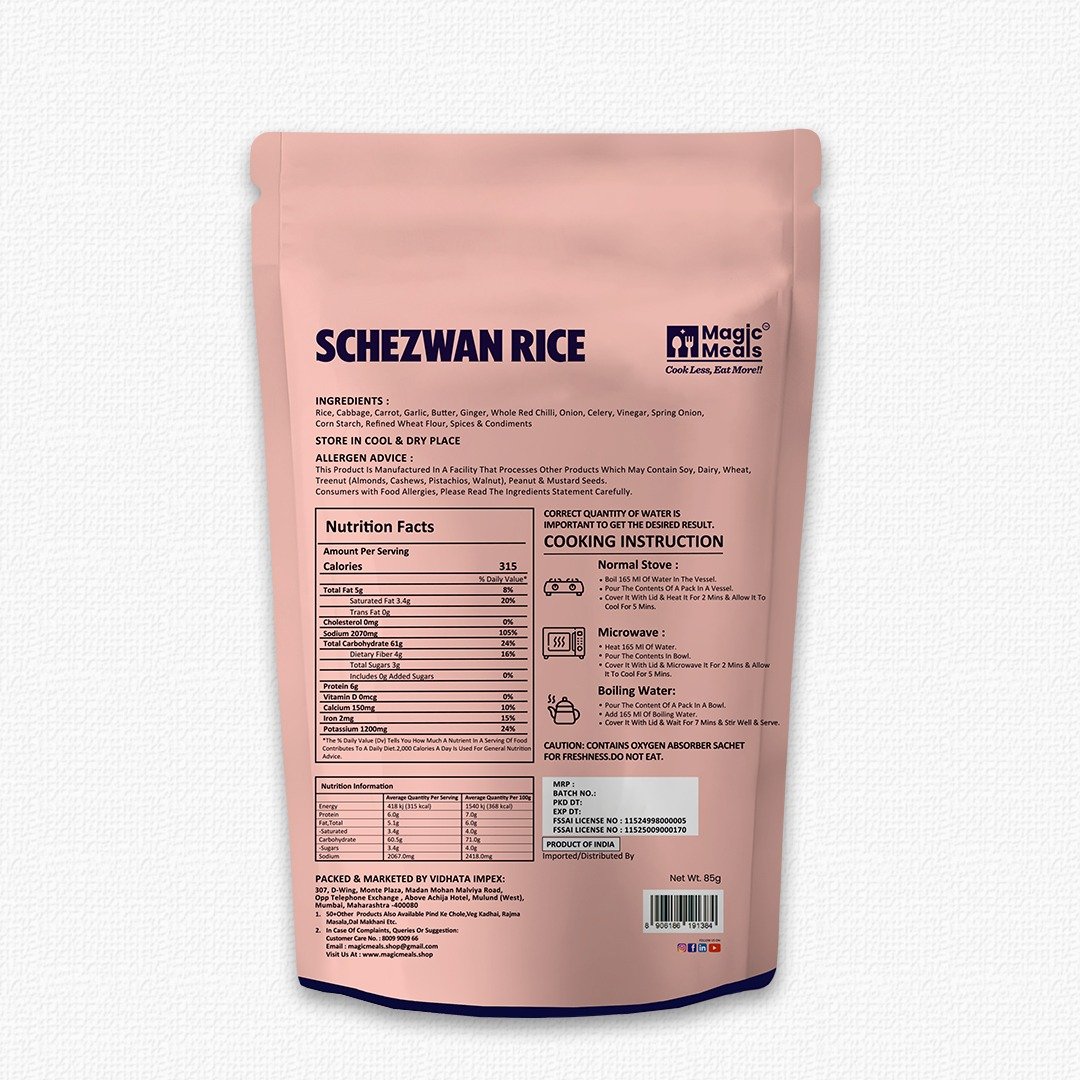 Magic Meals Schezwan Rice Ready to Eat | Instant Spicy Indo-Chinese Rice Magic Meals Schezwan Rice Ready to Eat | Instant Spicy Indo-Chinese Rice