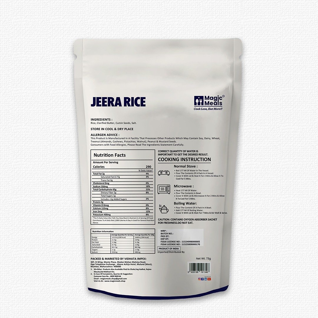 Magic Meals Jeera Rice Ready to Eat | Instant Cumin Flavored Rice Magic Meals Jeera Rice Ready to Eat | Instant Cumin Flavored Rice