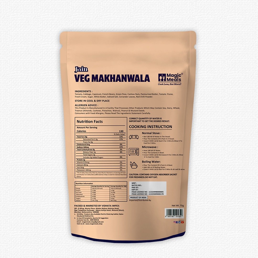 Jain Veg Makhanwala – No Onion No Garlic Ready to Eat Meal | Magic Meals Jain Veg Makhanwala – No Onion No Garlic Ready to Eat Meal | Magic Meals