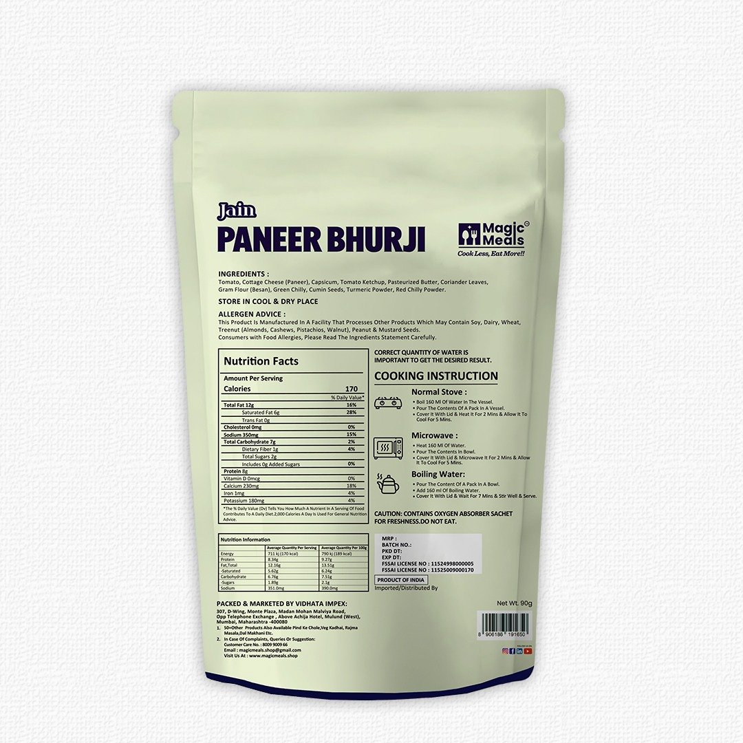 Jain Paneer Bhurji – No Onion No Garlic Ready to Eat Meal | Magic Meals Jain Paneer Bhurji – No Onion No Garlic Ready to Eat Meal | Magic Meals