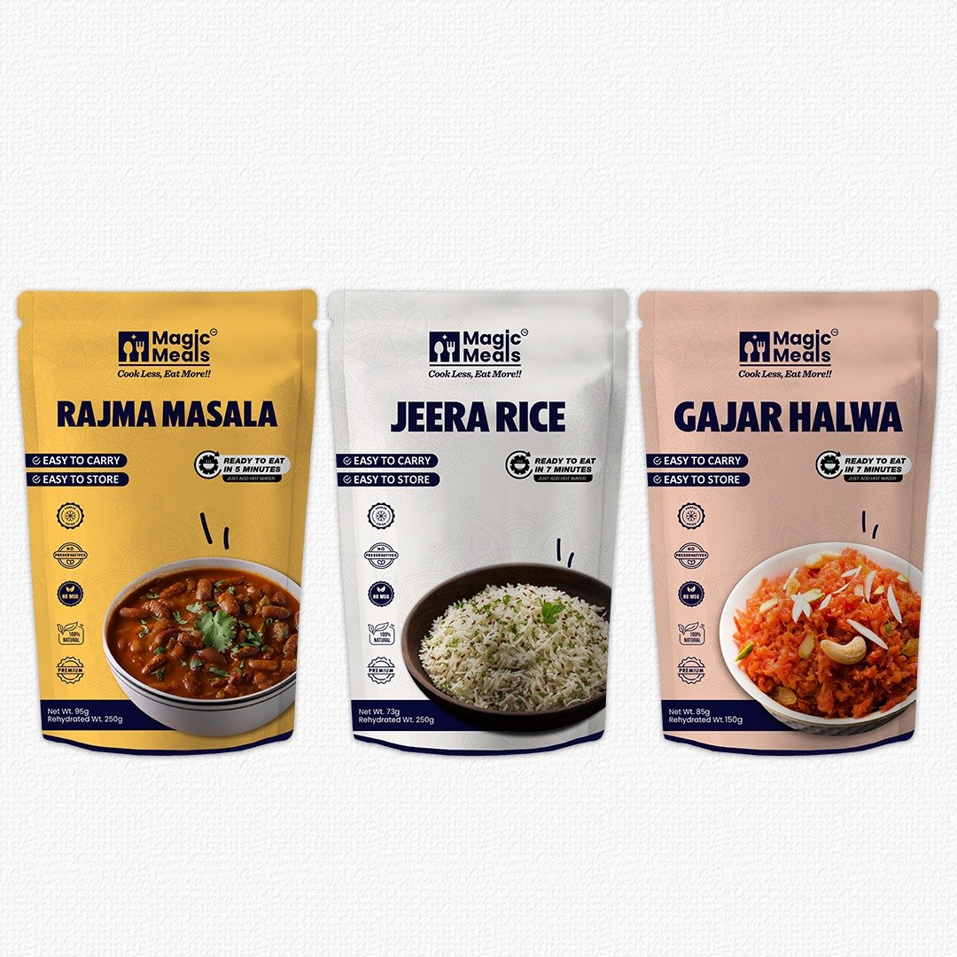 Buy Magic Meals Desi Lunch Box Online | Rajma Masala, Jeera Rice & Gajar Halwa