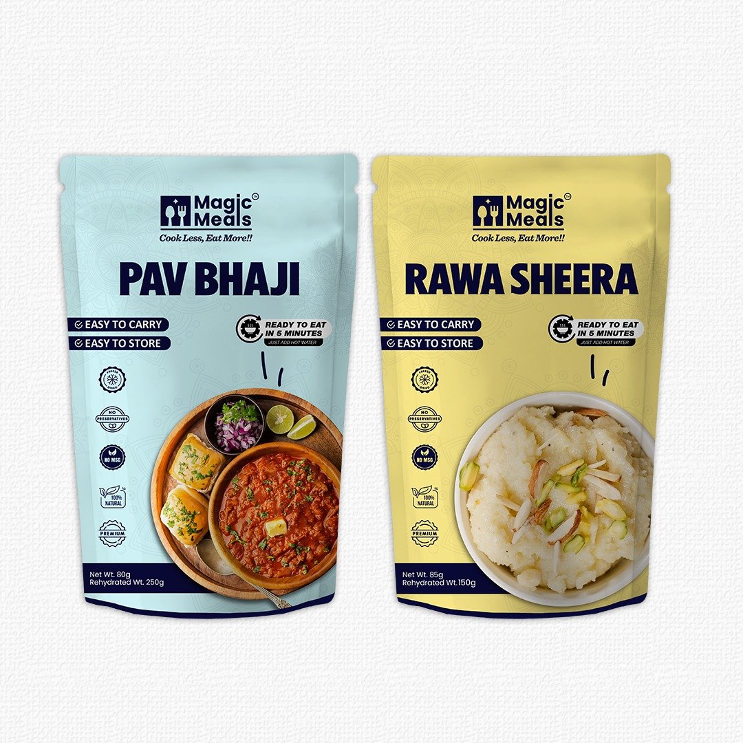 Buy Magic Meals Desi Lunch Box Online | Pav Bhaji & Rawa Sheera Combo