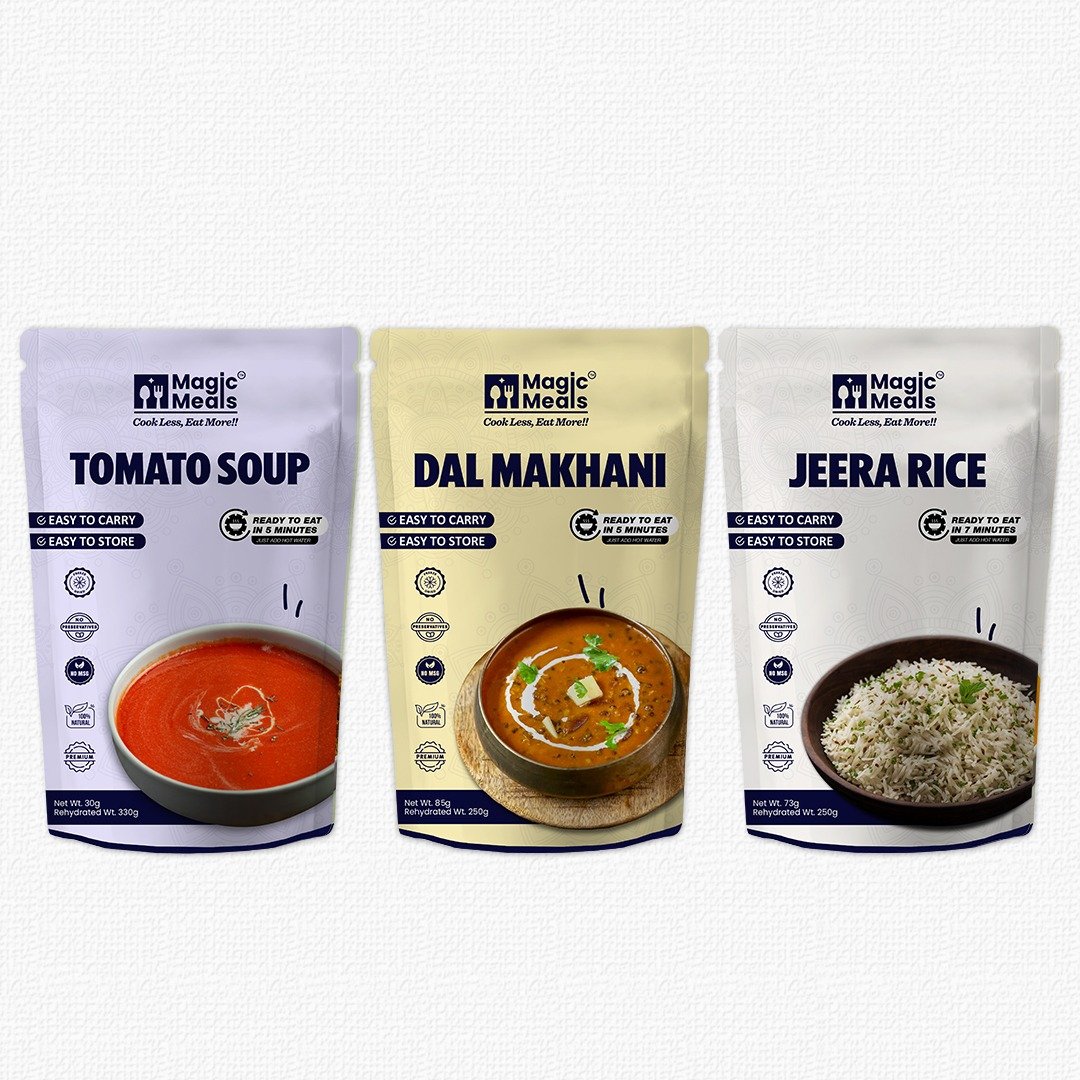 Magic Meals Classic Dinner Combo (Tomato Soup + Dal Makhani + Jeera Rice) | Ready-to-Eat Vegetarian Meal