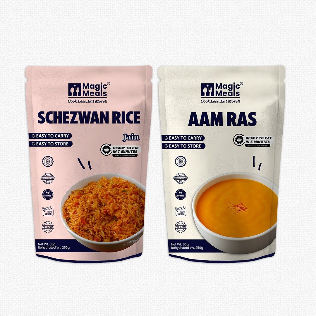 Magic Meals Royal Fusion Combo (Schezwan Rice + Aamras) | Jain Ready-to-Eat Meal Combo