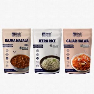 Magic Meals Comfort Combo (Rajma Masala + Jeera Rice + Gajar Halwa) | Jain Ready-to-Eat Meal Combo