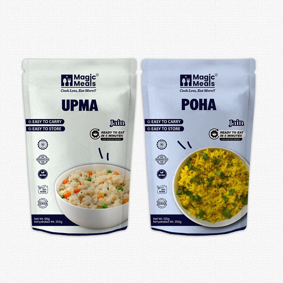 Magic Meals Power Breakfast Combo (Poha + Upma) | Instant Jain Ready-to-Eat Breakfast