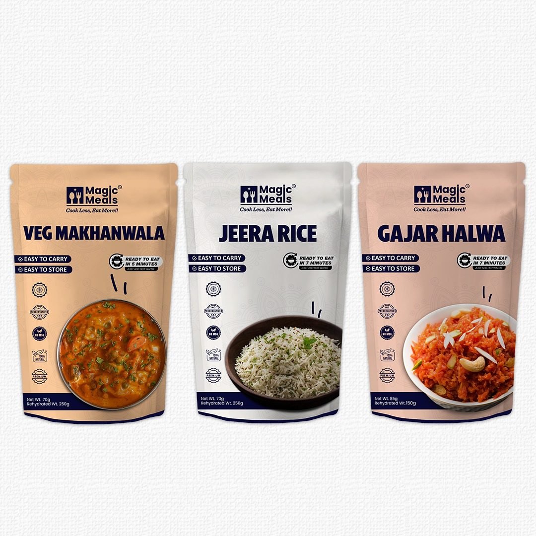 Magic Meals Homestyle Combo | Veg Makhanwala, Jeera Rice & Gajar Halwa Ready to Eat Meal