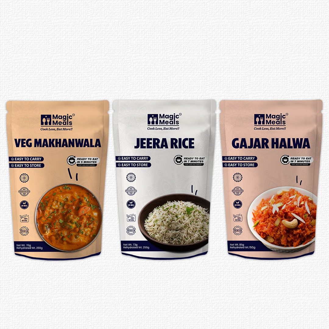 Magic Meals Homestyle Combo | Veg Makhanwala, Jeera Rice & Gajar Halwa Ready to Eat Meal