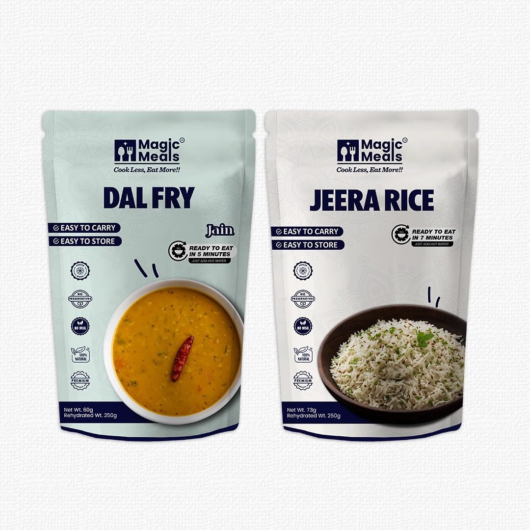Magic Meals Comfort Night Combo (Dal Fry + Jeera Rice) | Jain Ready-to-Eat Meal Combo